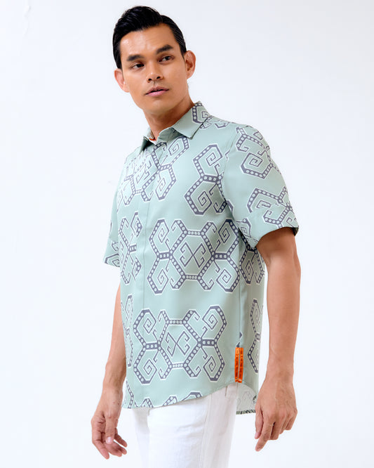 ROTAN IKAT SHORT SLEEVE SHIRT - Green (Pre-Order)