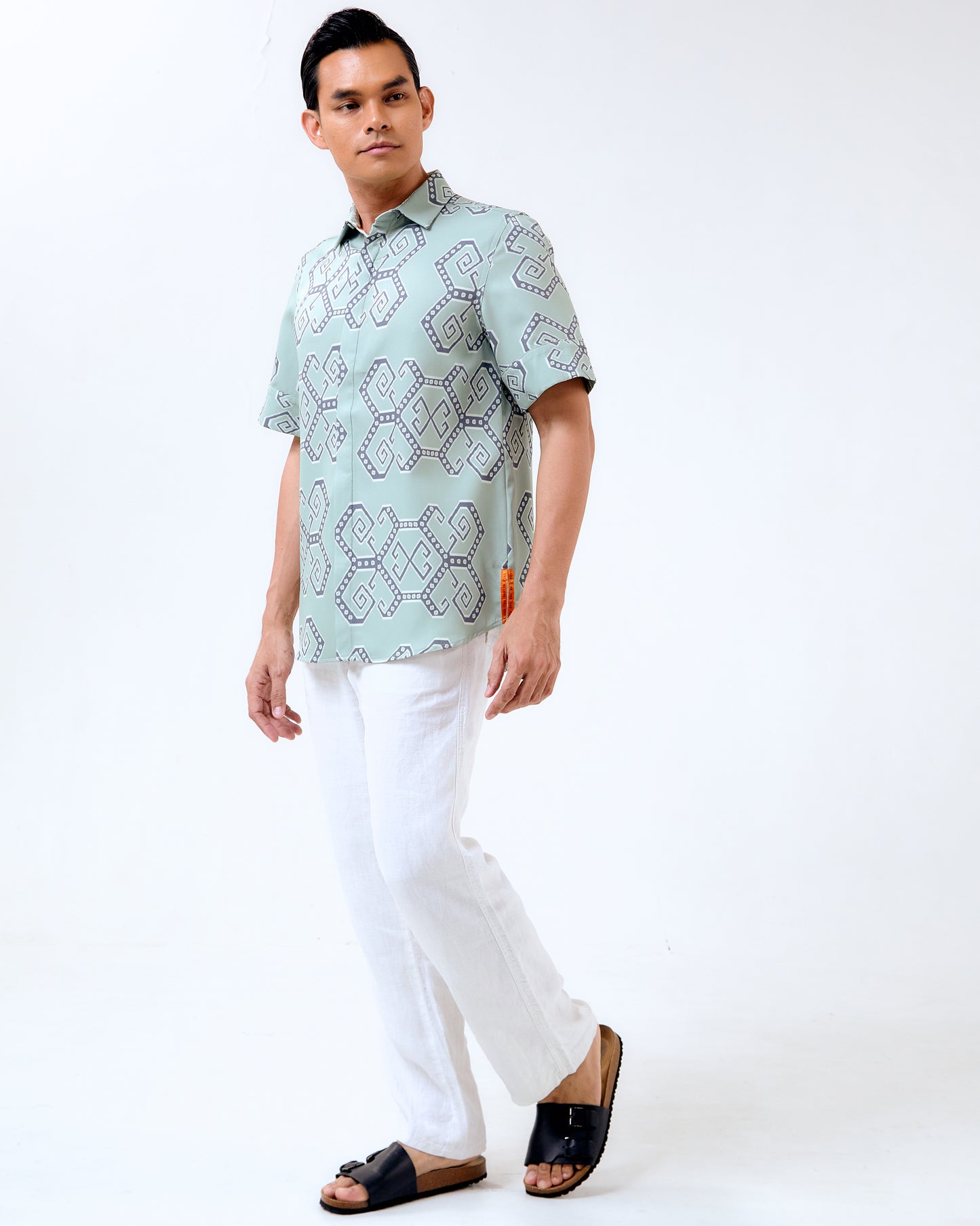 ROTAN IKAT SHORT SLEEVE SHIRT - Green (Pre-Order)