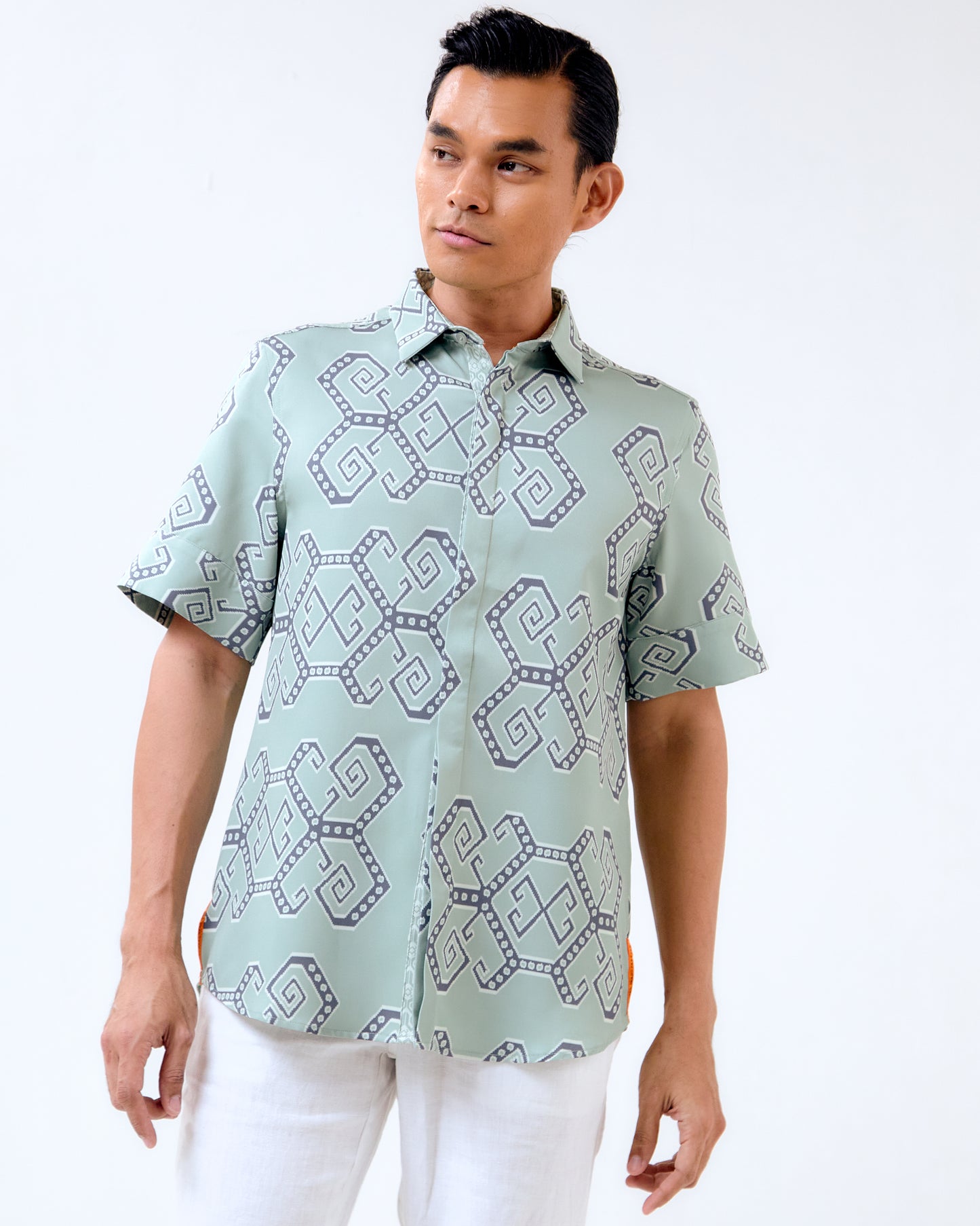 ROTAN IKAT SHORT SLEEVE SHIRT - Green (Pre-Order)