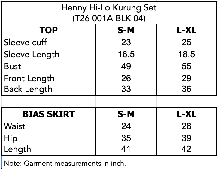 HENNY HI-LO KURUNG SET - Black (Pre-Order)