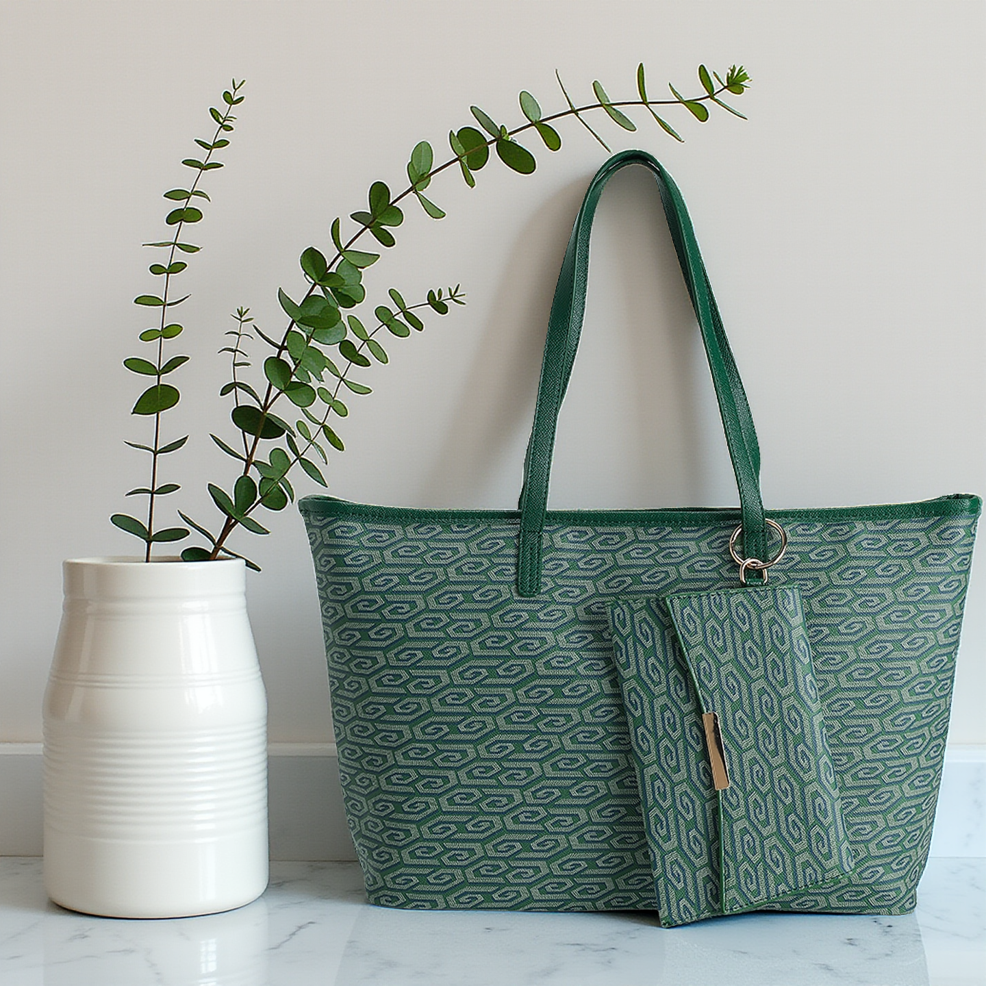 THE NIRA TOTE - PINE GREEN [REJECT]