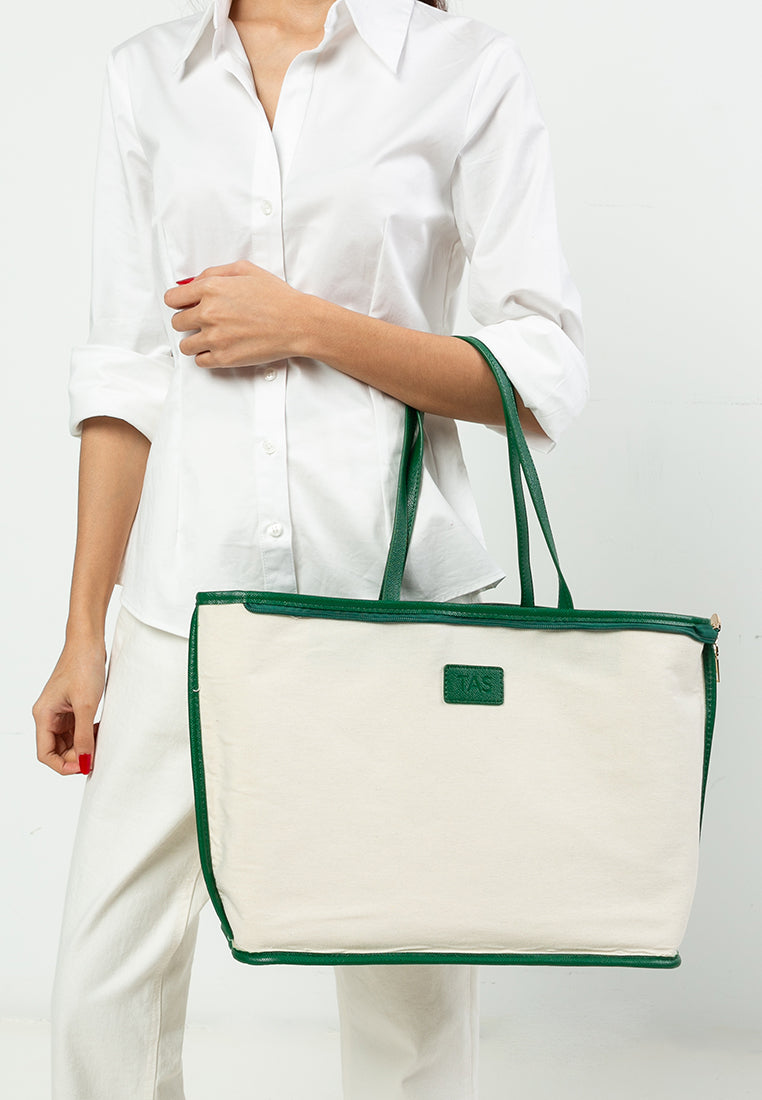 THE NIRA TOTE - PINE GREEN [REJECT]