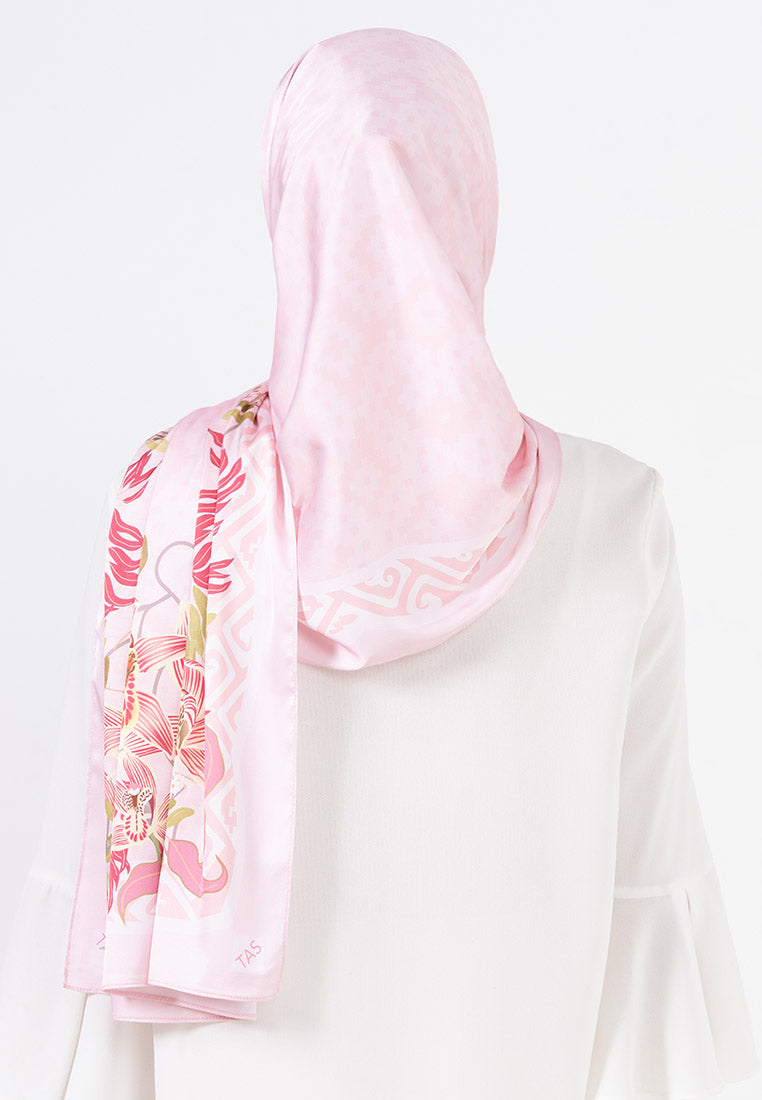 Angela Shawl - Pink with Coloured Orchid