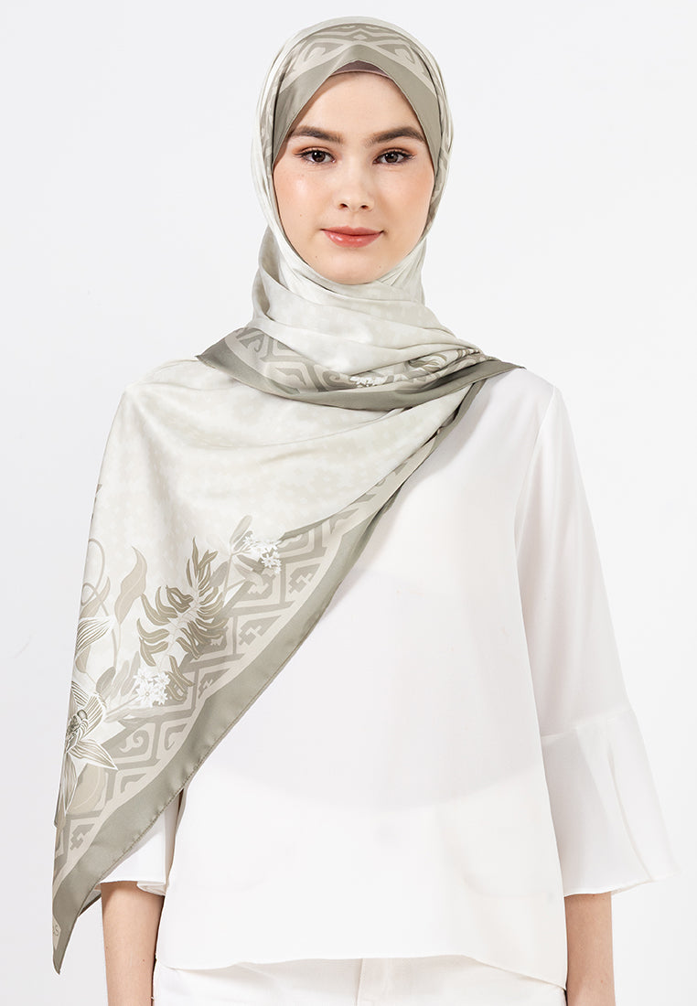 Angela Shawl - Olive Green Monochrome