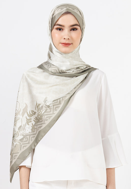 Angela Shawl - Olive Green Monochrome