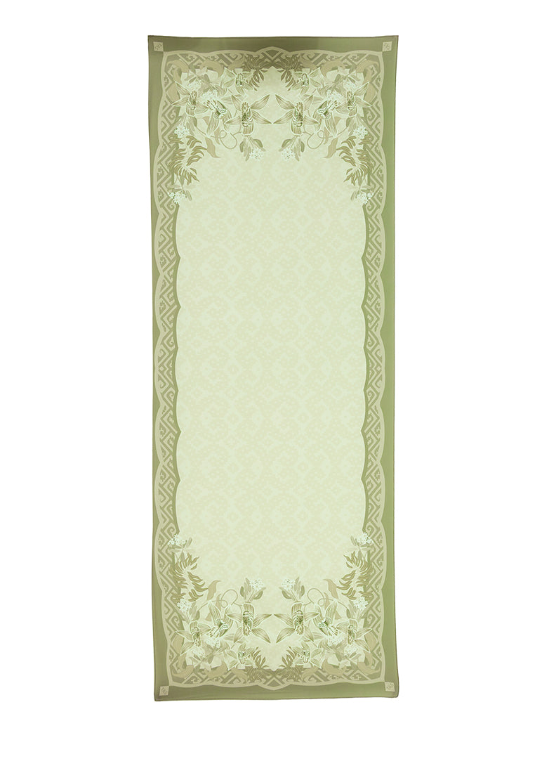 Angela Shawl - Olive Green Monochrome