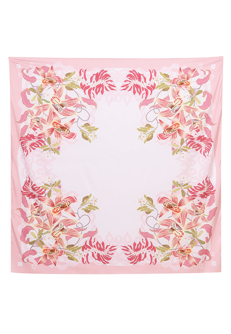 Angela Scarf - Pink with Coloured Orchid