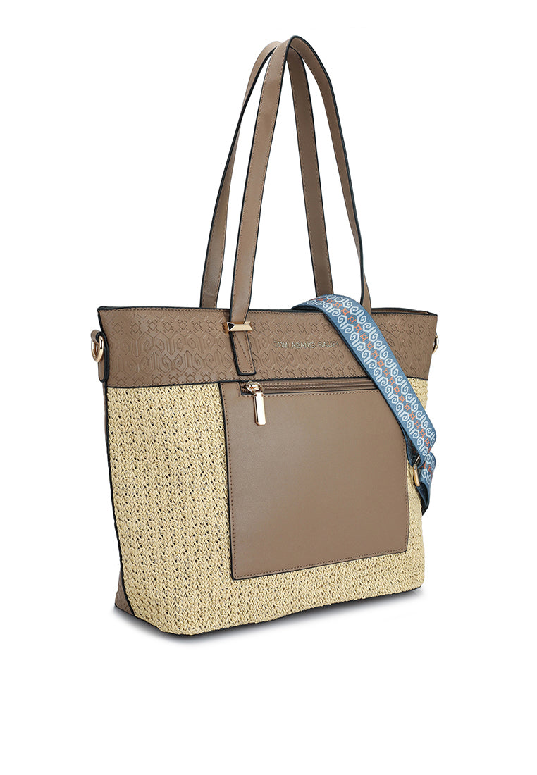 THE STRAW TOTE BAG - COFFEE