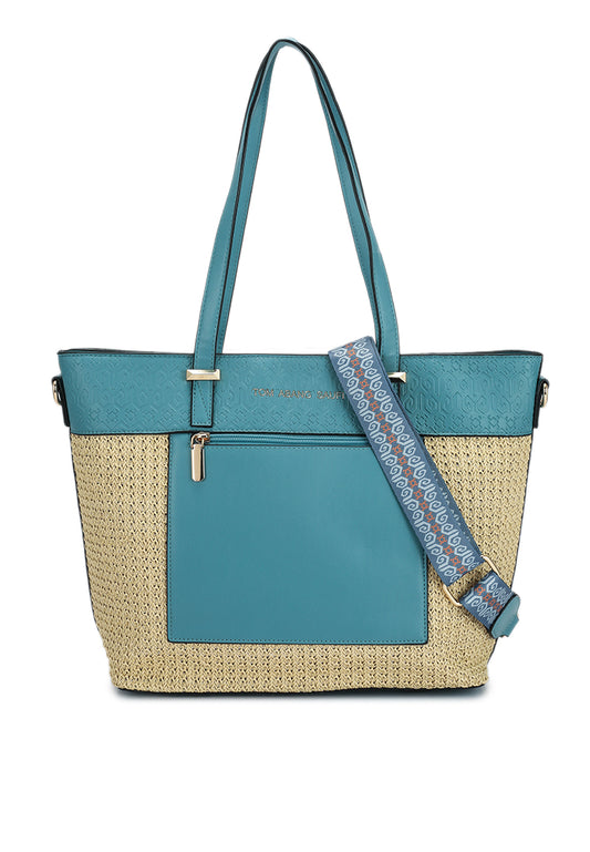 THE STRAW TOTE BAG - PALE BLUE