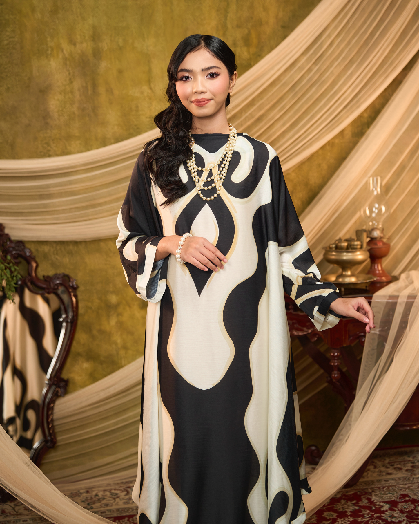 FREDDIE SIDE TIE KAFTAN - Black