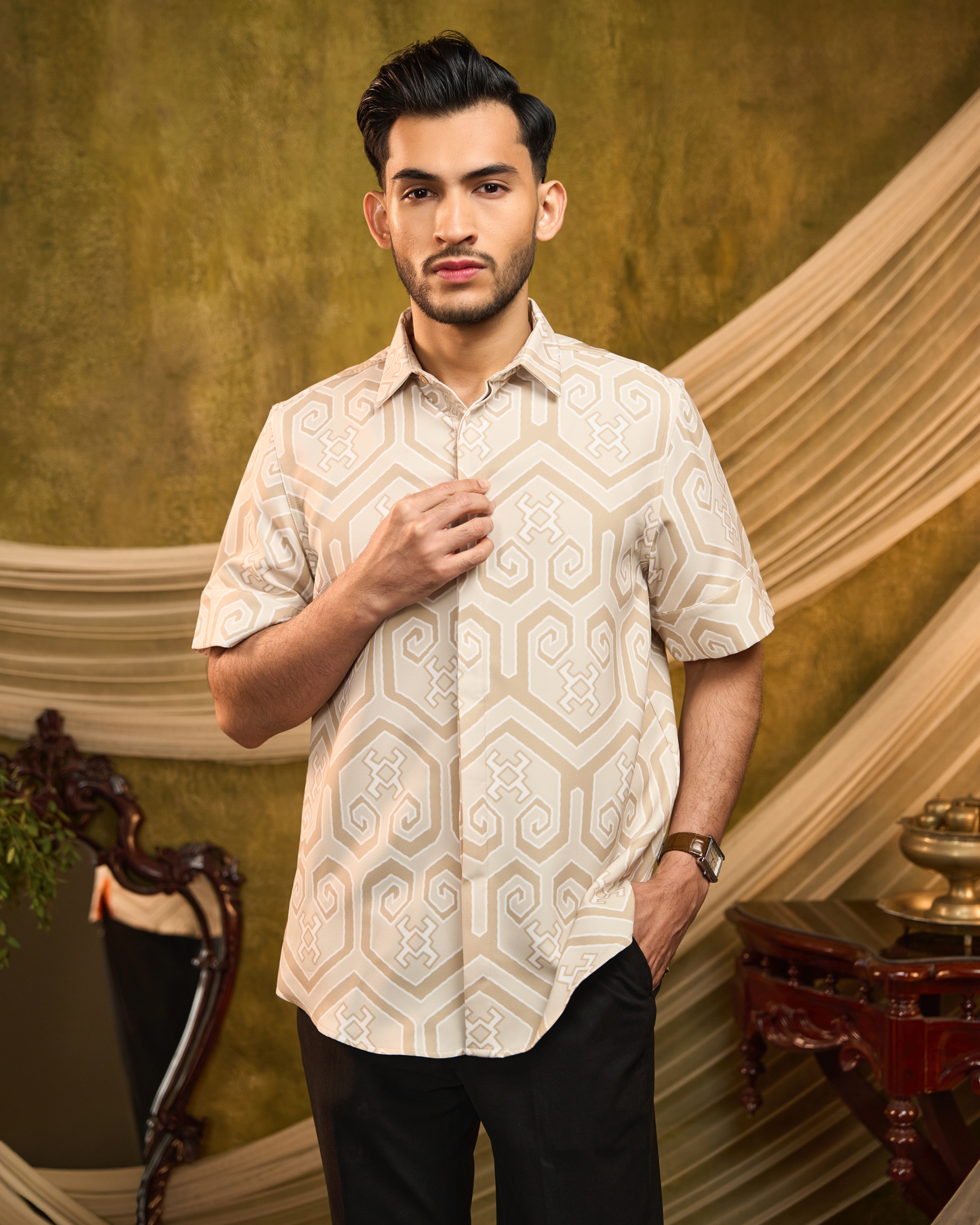 MELA SHORT SLEEVES SHIRT - Beige