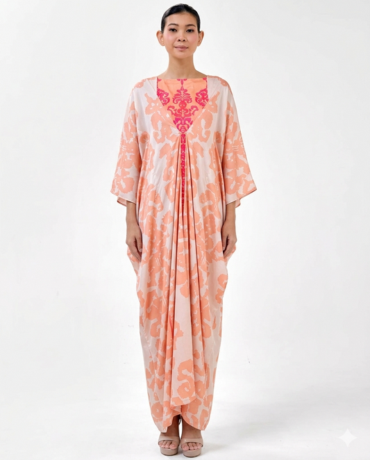 WARDAH FRONT BUTTON KAFTAN - Peach