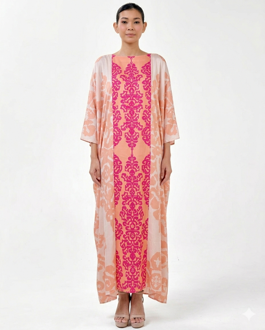 WARDAH FRONT BUTTON KAFTAN - Peach