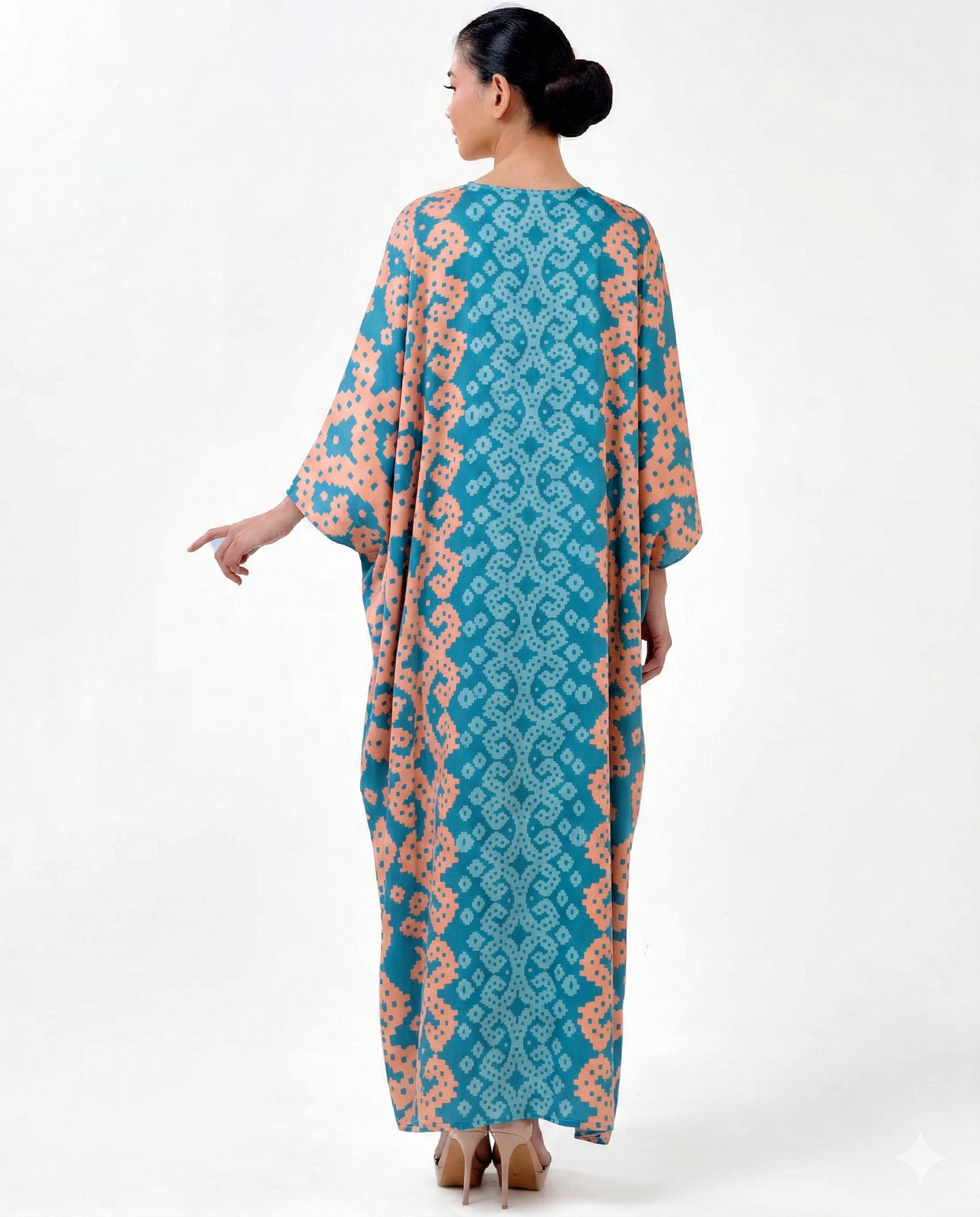 WARDAH FRONT BUTTON KAFTAN - Teal Blue