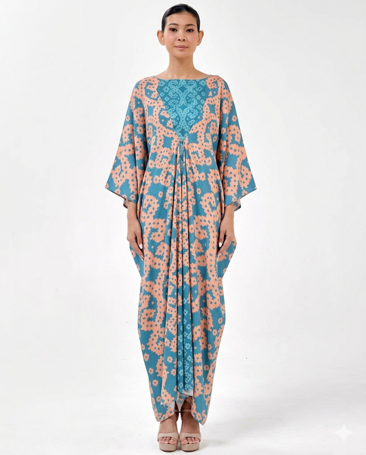 WARDAH FRONT BUTTON KAFTAN - Teal Blue