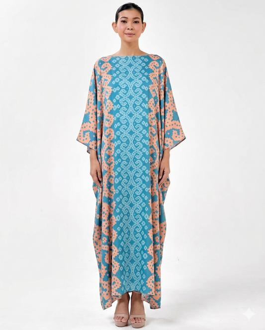 WARDAH FRONT BUTTON KAFTAN - Teal Blue