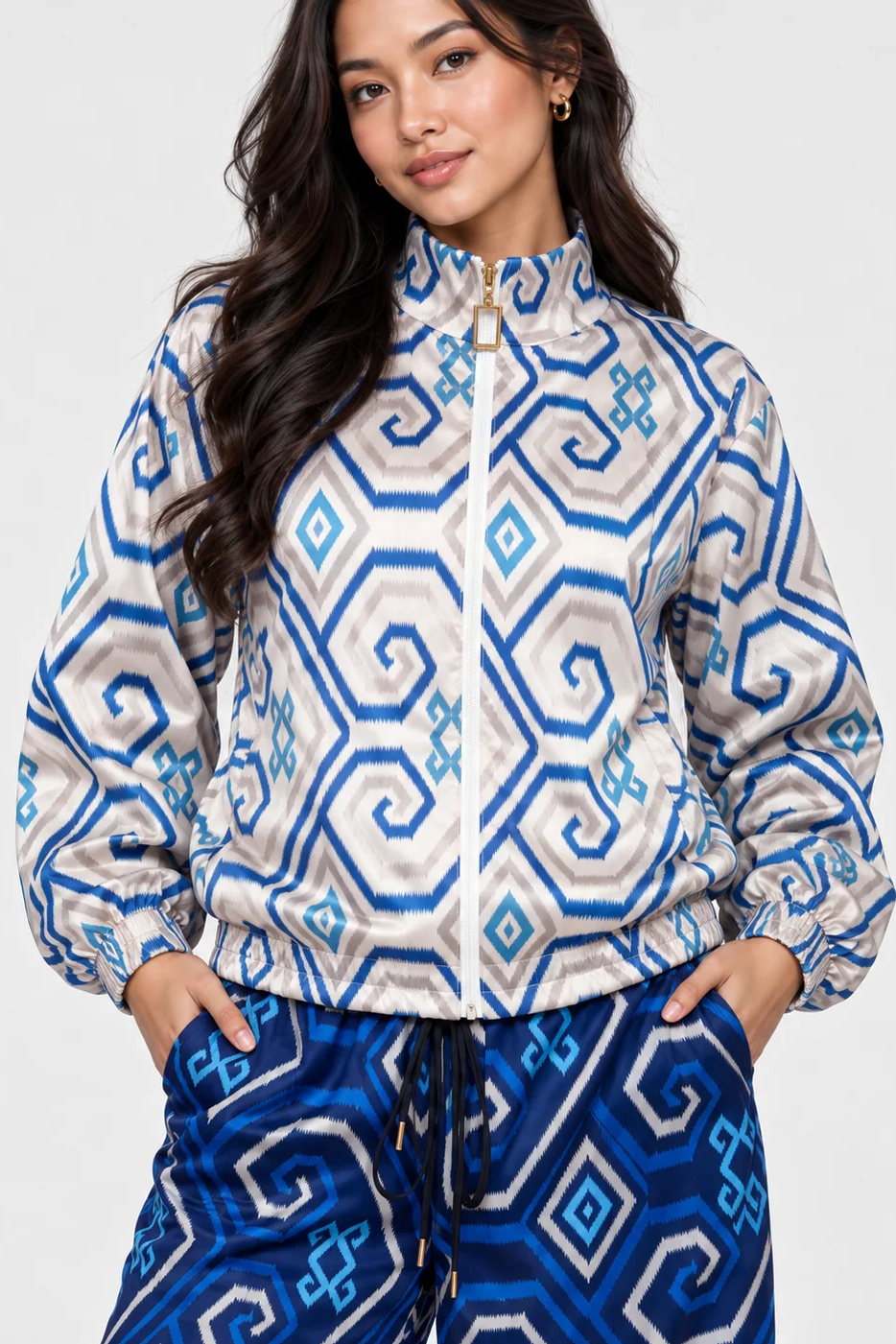 MELA IKAT JACKET - BLUE/CREAM