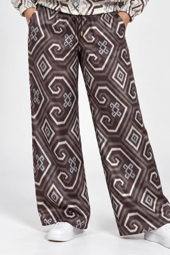 MELA IKAT PANTS - BEIGE/BROWN
