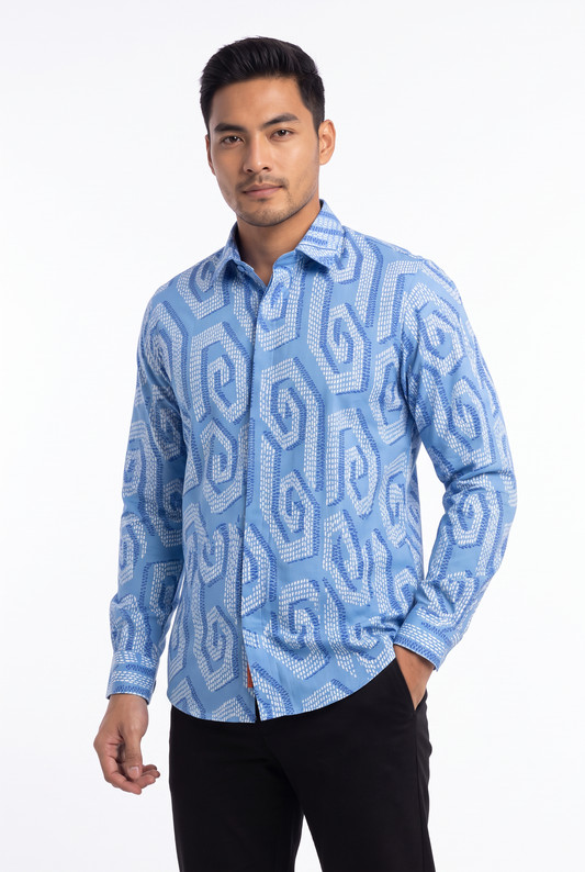 NIRA LONG SLEEVE SHIRT - Steel Blue