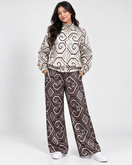 Mela Dotted Beige/Brown set by TAS, front view