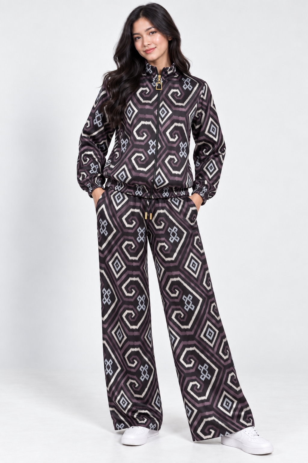 Mela Dotted Black/Brown jacket by TAS, front look