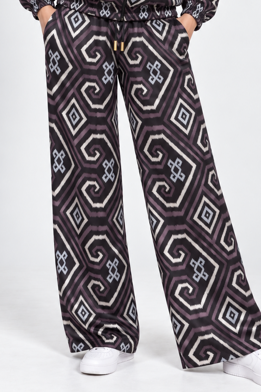 Mela Dotted Black/Brown pants by TAS, front view