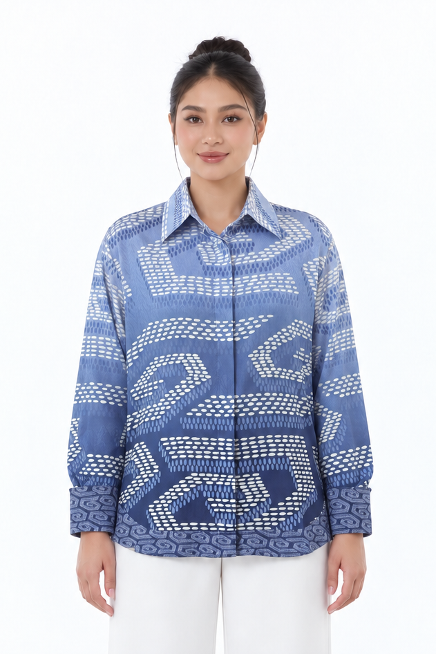 NIRA DAILY BLOUSE - BLUE OMBRE
