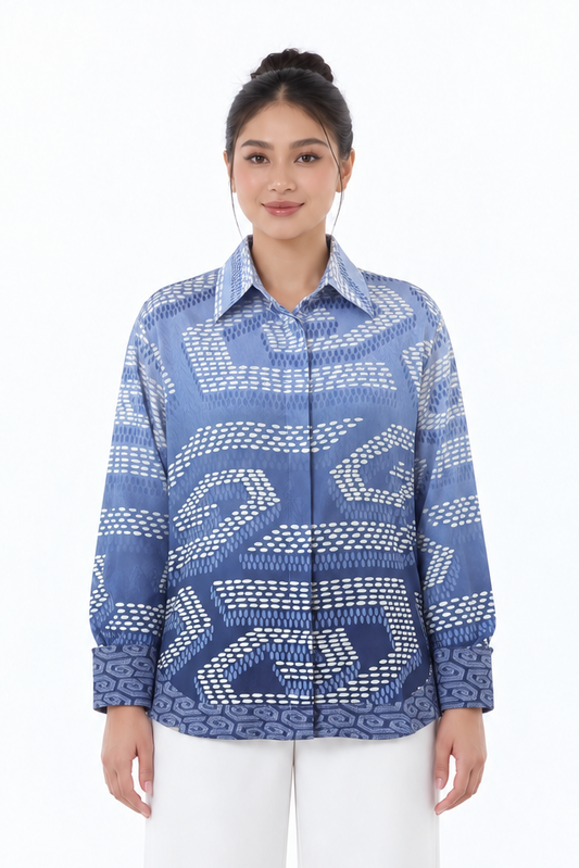 NIRA DAILY BLOUSE - BLUE OMBRE