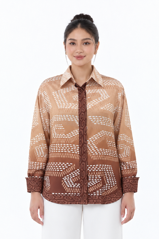 NIRA DAILY BLOUSE - BROWN OMBRE