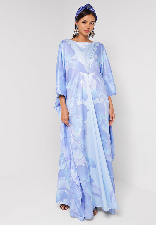 ORA KAFTAN WITH FRONT BUTTON CLOSURE - BLUE