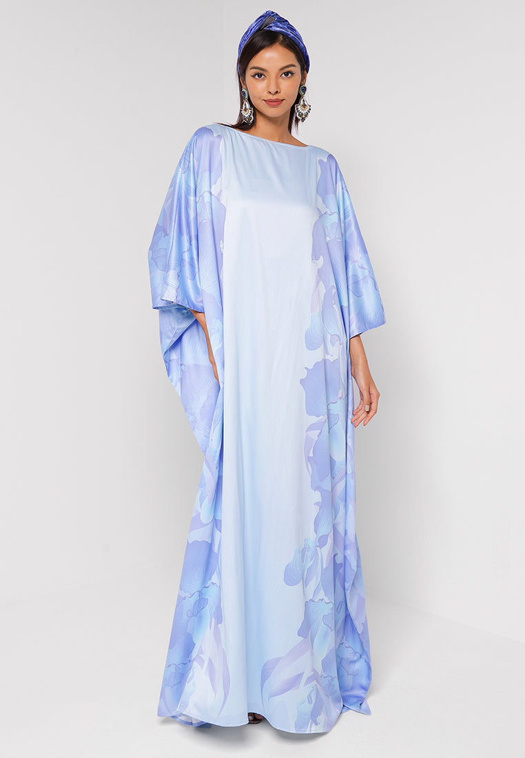 ORA KAFTAN WITH FRONT BUTTON CLOSURE - BLUE