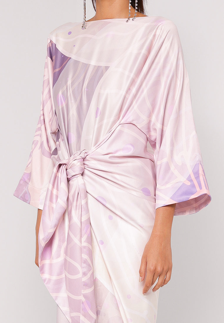 LILY KAFTAN IN LILAC WITH TIE - PURPLE