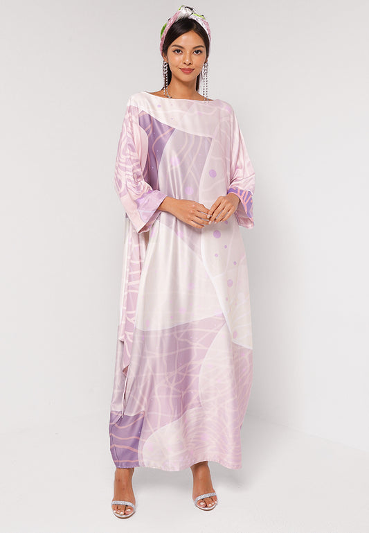 LILY KAFTAN IN LILAC WITH TIE - PURPLE