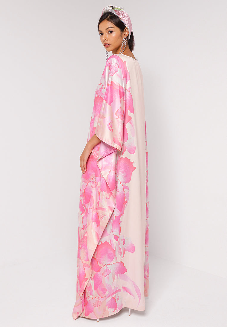 ORA KAFTAN WITH FRONT BUTTON CLOSURE - PINK