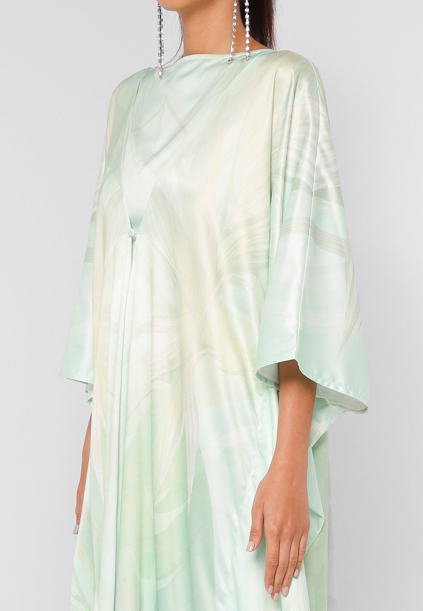 HELENA KAFTAN WITH FRONT BUTTON CLOSURE - GREEN