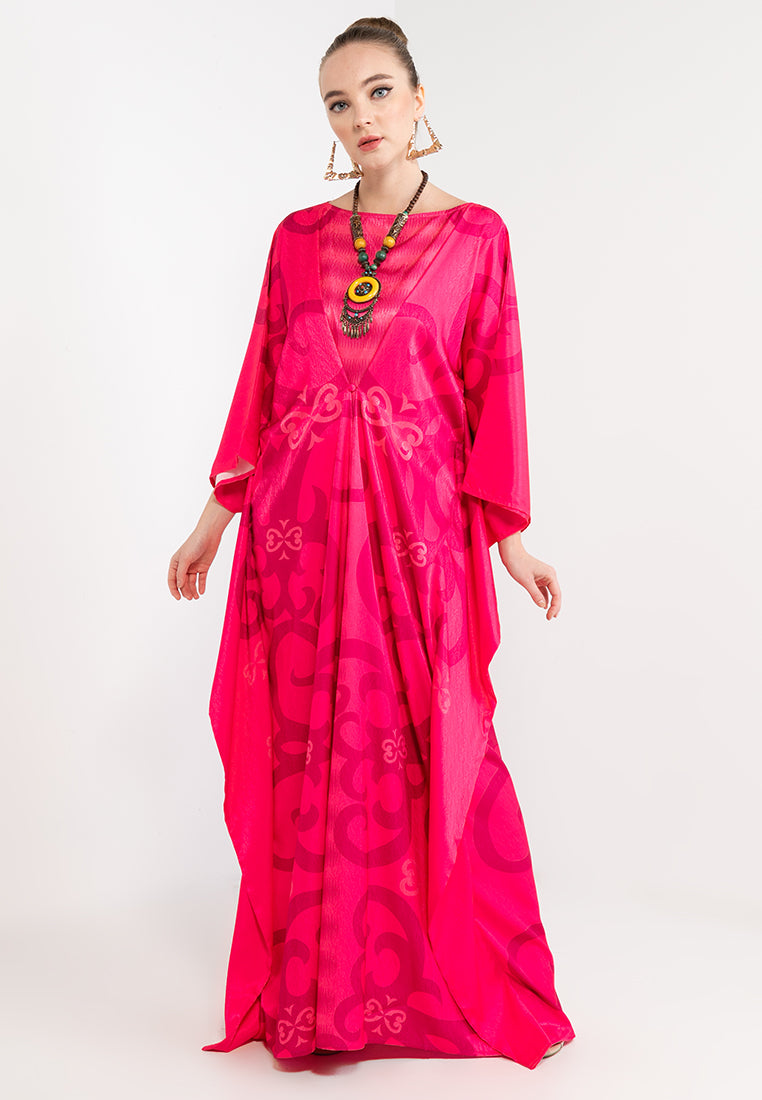 DAYANG KAFTAN WITH FRONT BUTTON CLOSURE - FUCHSIA