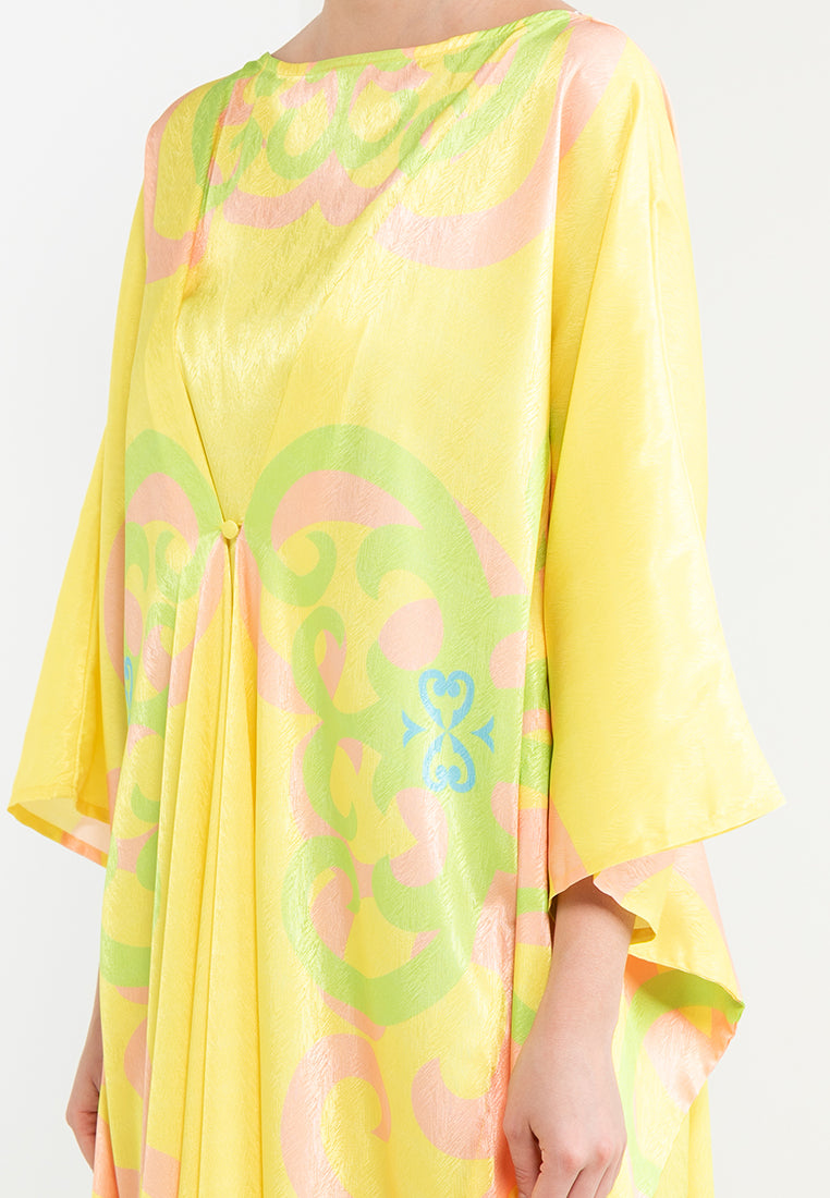 DAYANG KAFTAN WITH FRONT BUTTON CLOSURE - YELLOW